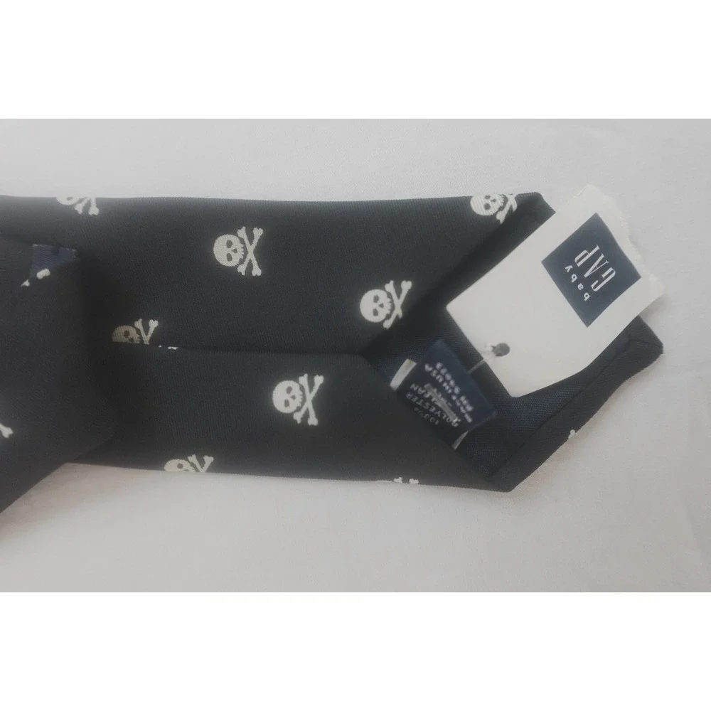 NWT Baby Gap Skull Print Clip On Tie Black‎ White Toddler Kids